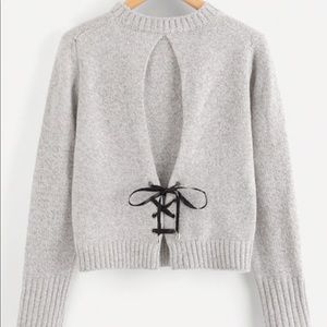 Lace Up The Back Knit Sweater